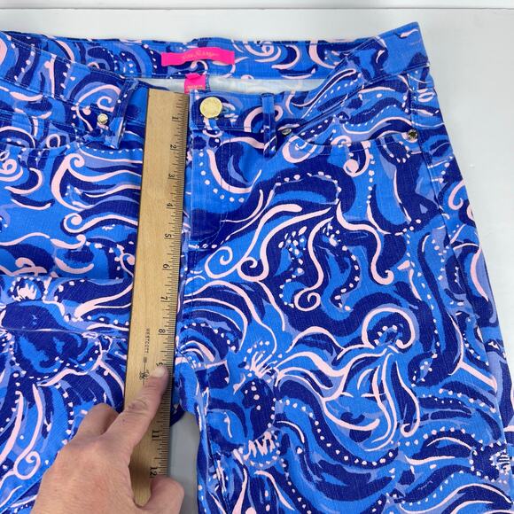 EUC Lilly Pulitzer Pants South Ocean Skinny Crop Coastal Blue Whispurr 10 - Picture 11 of 11